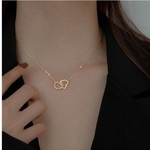 Double Heart Necklace - Gold